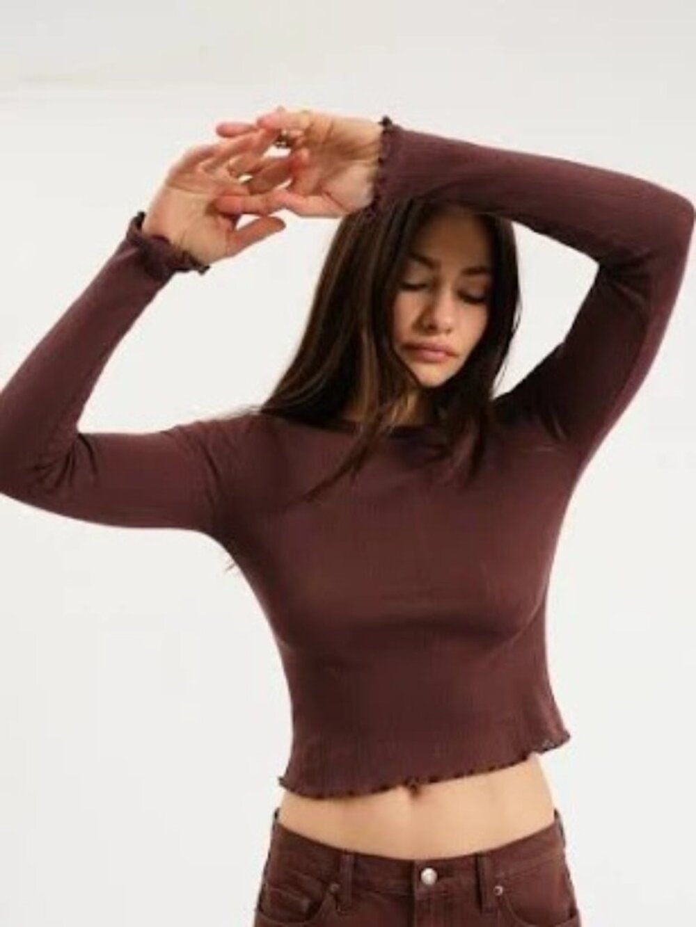 NWT DAZE   French Roast  Waverly Pointelle Crewneck Tee